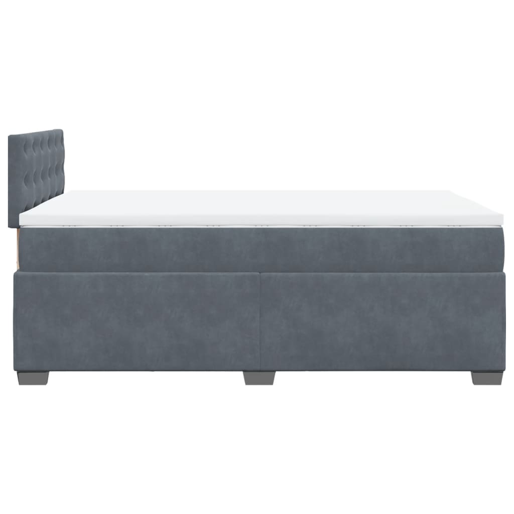 Lit à sommier tapissier avec matelas gris foncé 120x190 cm velours