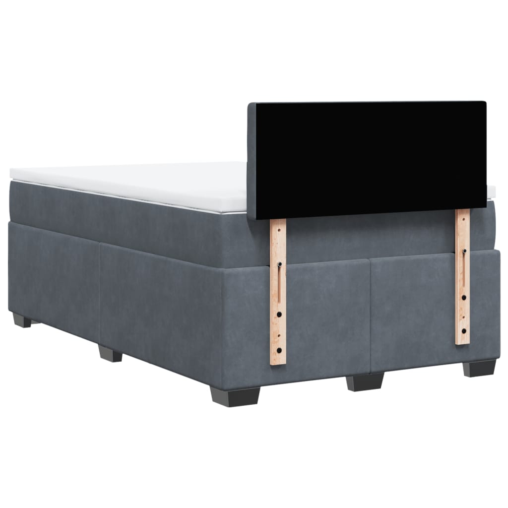 Lit à sommier tapissier avec matelas gris foncé 120x190 cm velours