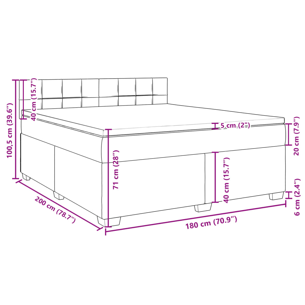 Boxspringbett mit Matratze Hellgrau 180x200 cm Samt