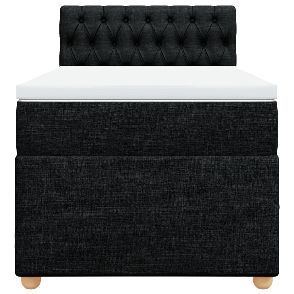 Lit à sommier tapissier avec matelas tissu noir 80x200 cm