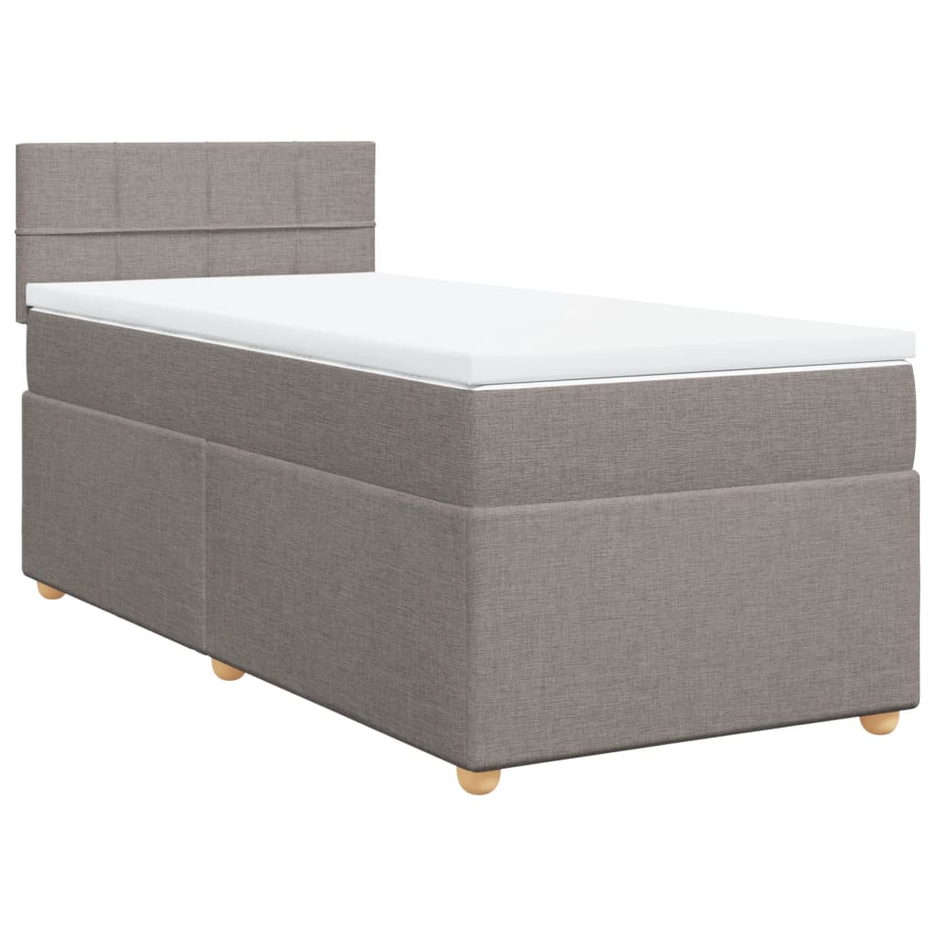 Lit sommier tapissier avec matelas tissu taupe 90x200 cm