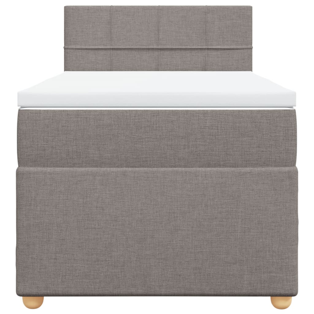 Lit sommier tapissier avec matelas tissu taupe 90x200 cm