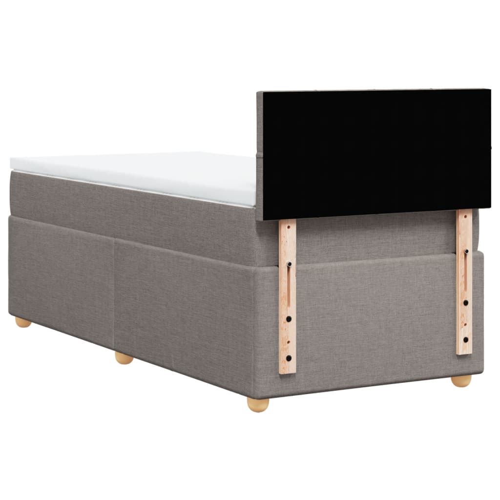Lit sommier tapissier avec matelas tissu taupe 90x200 cm