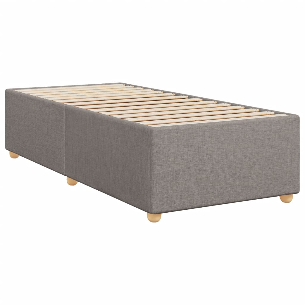 Lit sommier tapissier avec matelas tissu taupe 90x200 cm