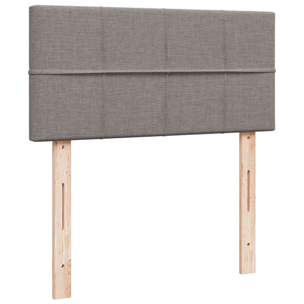 Lit sommier tapissier avec matelas tissu taupe 90x200 cm