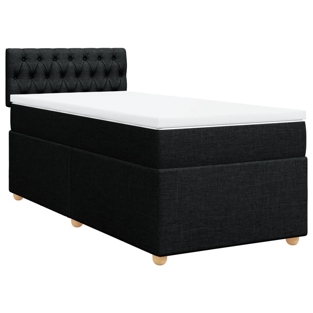 Lit à sommier tapissier avec matelas tissu noir 90x200 cm
