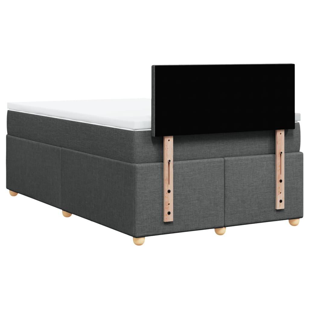 Lit à sommier tapissier avec matelas en tissu gris foncé 120x190 cm