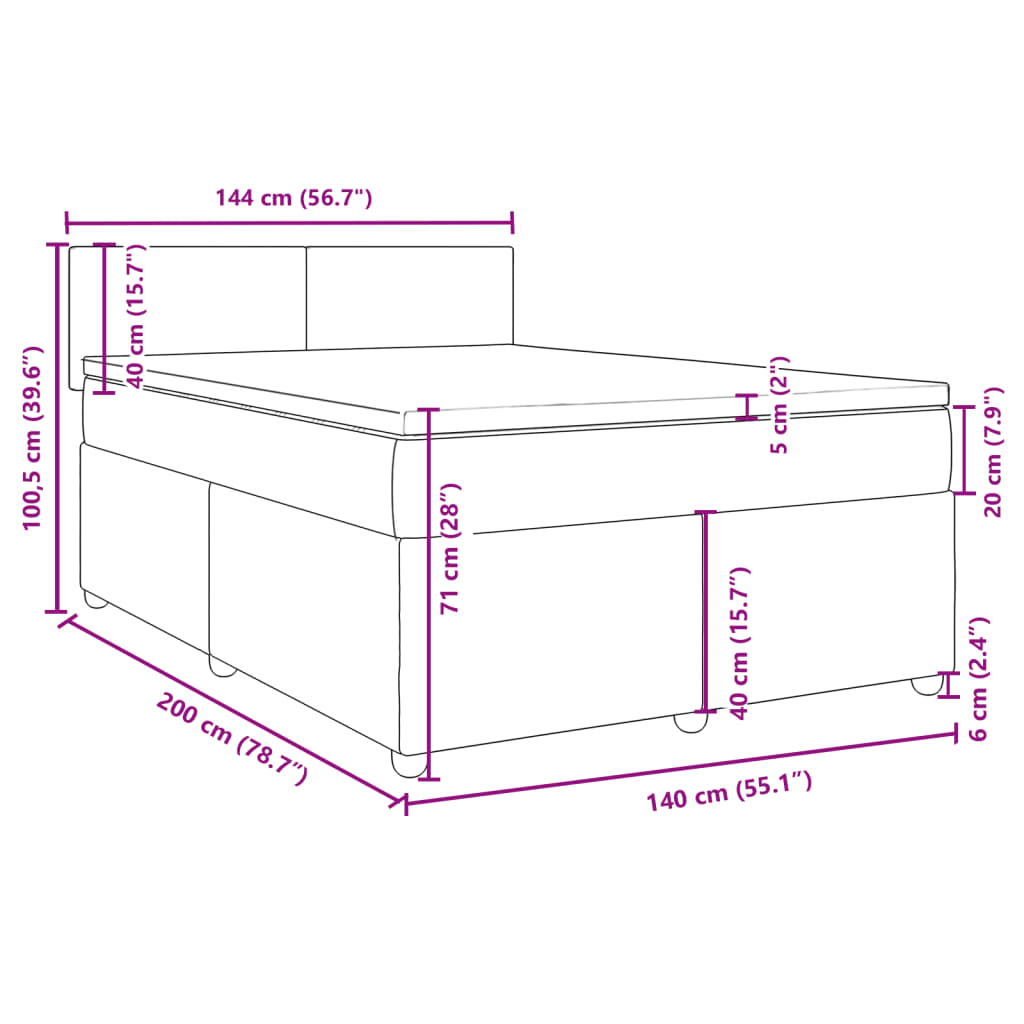 Boxspringbett mit Matratze Dunkelgrau 140x200 cm Stoff
