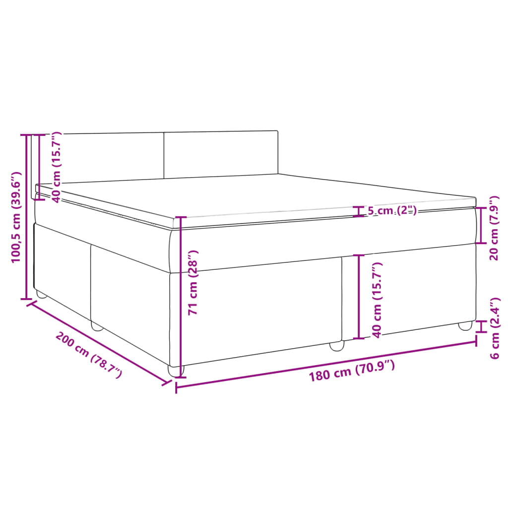 Boxspringbett mit Matratze Dunkelgrau 180x200 cm Stoff