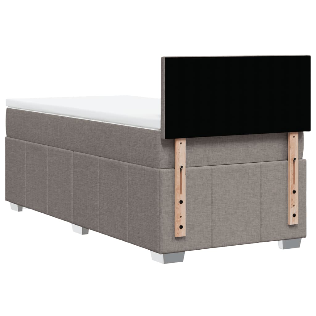 Lit sommier tapissier avec matelas tissu taupe 80x200 cm