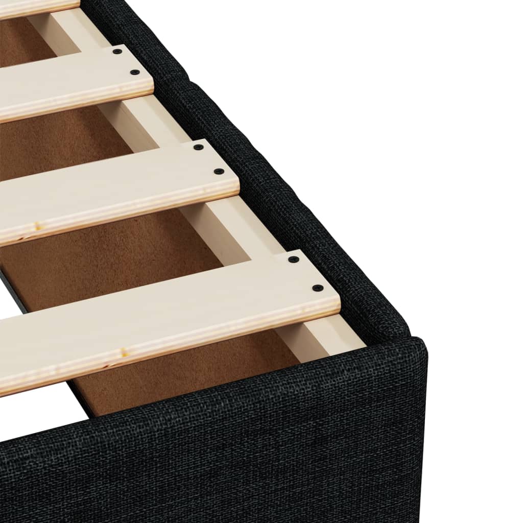 Lit à sommier tapissier avec matelas tissu noir 80x200 cm