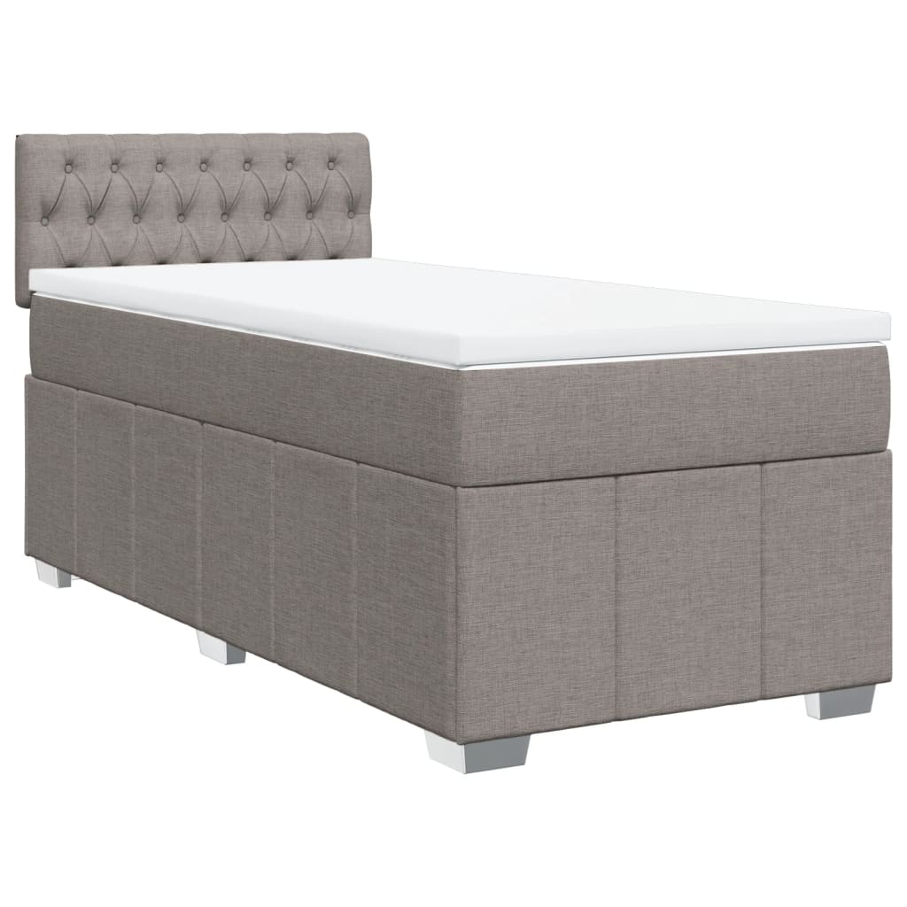 Lit sommier tapissier avec matelas tissu taupe 80x200 cm