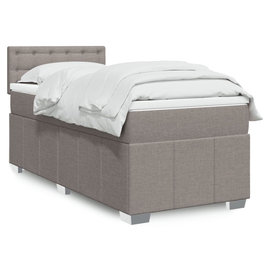Lit sommier tapissier avec matelas tissu taupe 80x200 cm