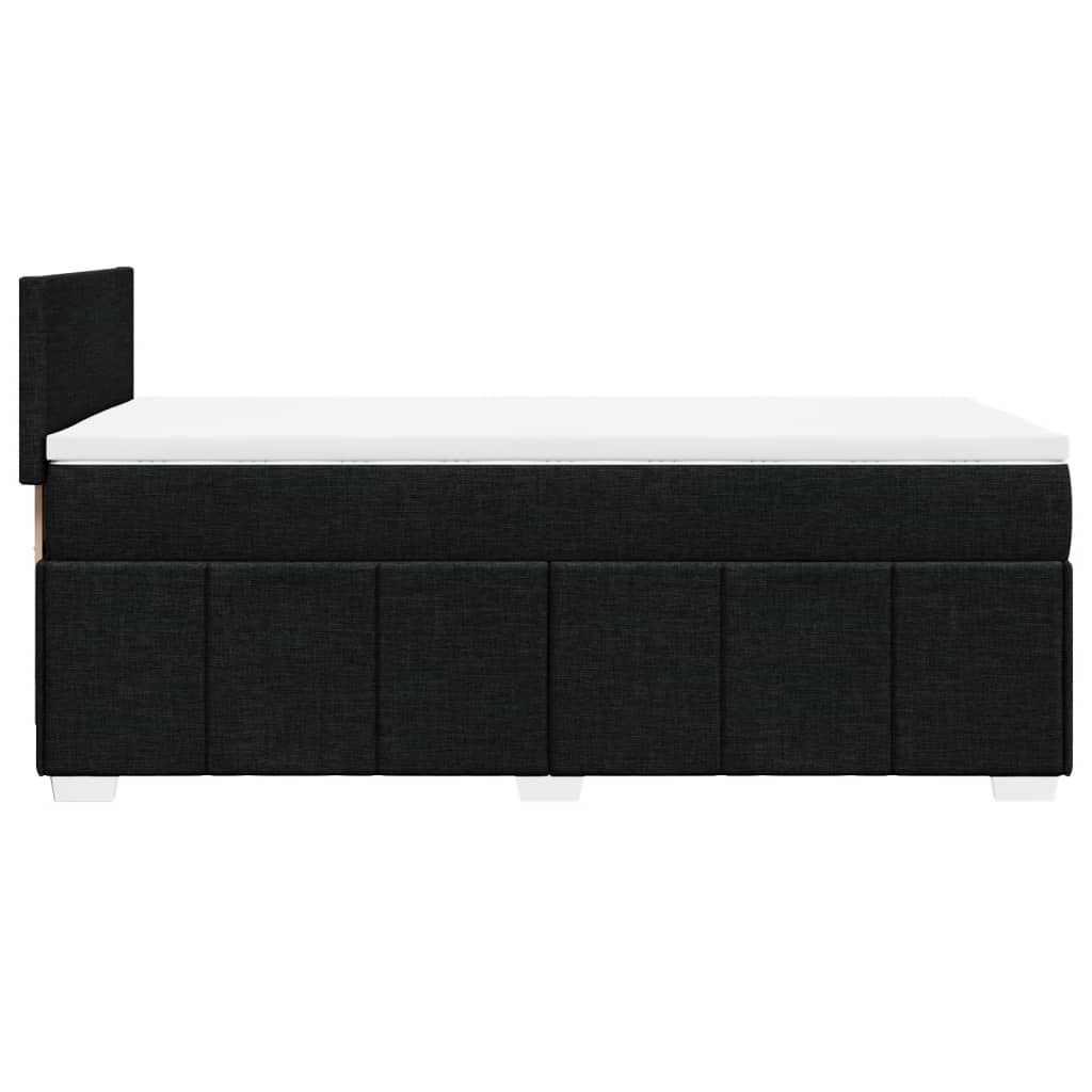 Lit à sommier tapissier avec matelas tissu noir 90x200 cm