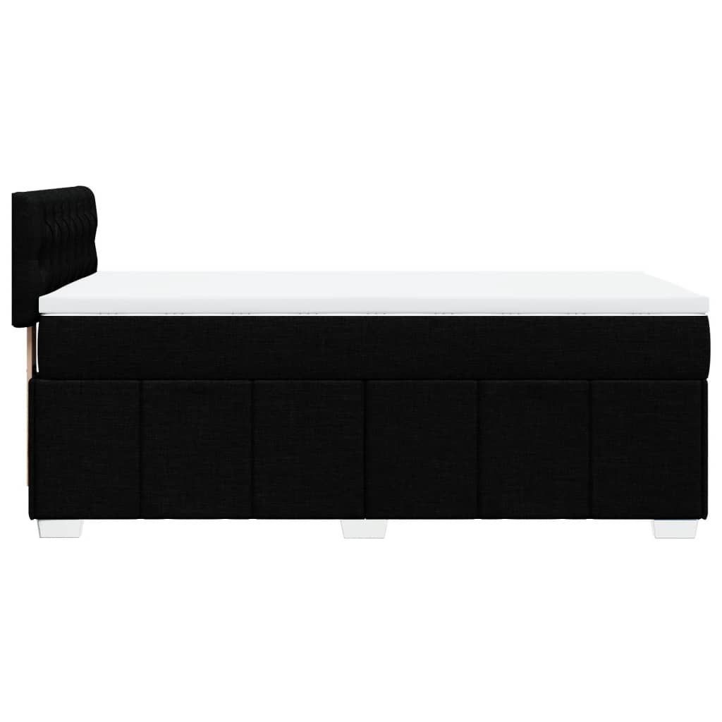 Lit à sommier tapissier avec matelas tissu noir 90x200 cm