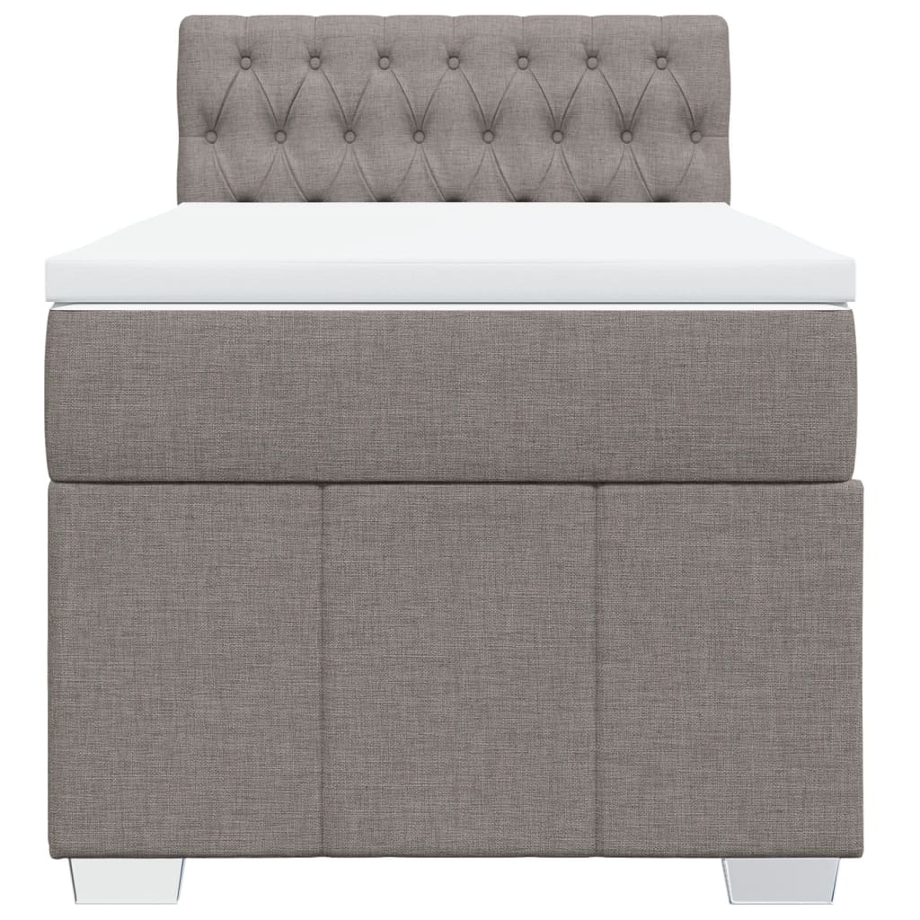 Lit sommier tapissier avec matelas tissu taupe 90x200 cm