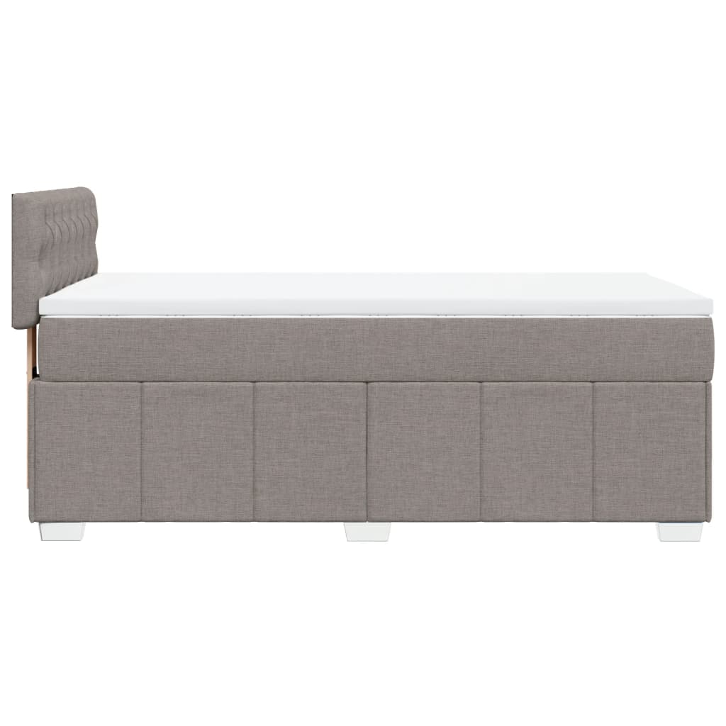 Lit sommier tapissier avec matelas tissu taupe 90x200 cm
