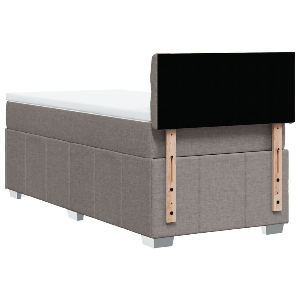 Lit sommier tapissier avec matelas tissu taupe 90x200 cm