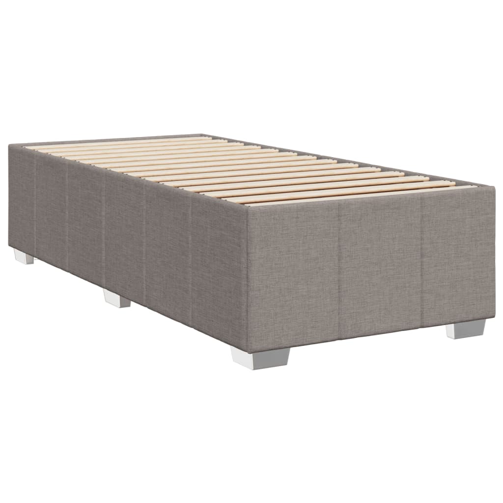 Lit sommier tapissier avec matelas tissu taupe 90x200 cm