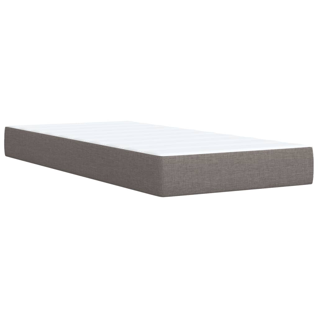 Lit sommier tapissier avec matelas tissu taupe 90x200 cm