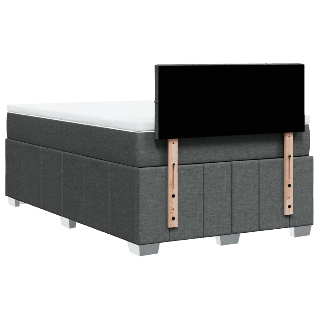 Box spring bed with mattress dark grey 120x190 cm fabric