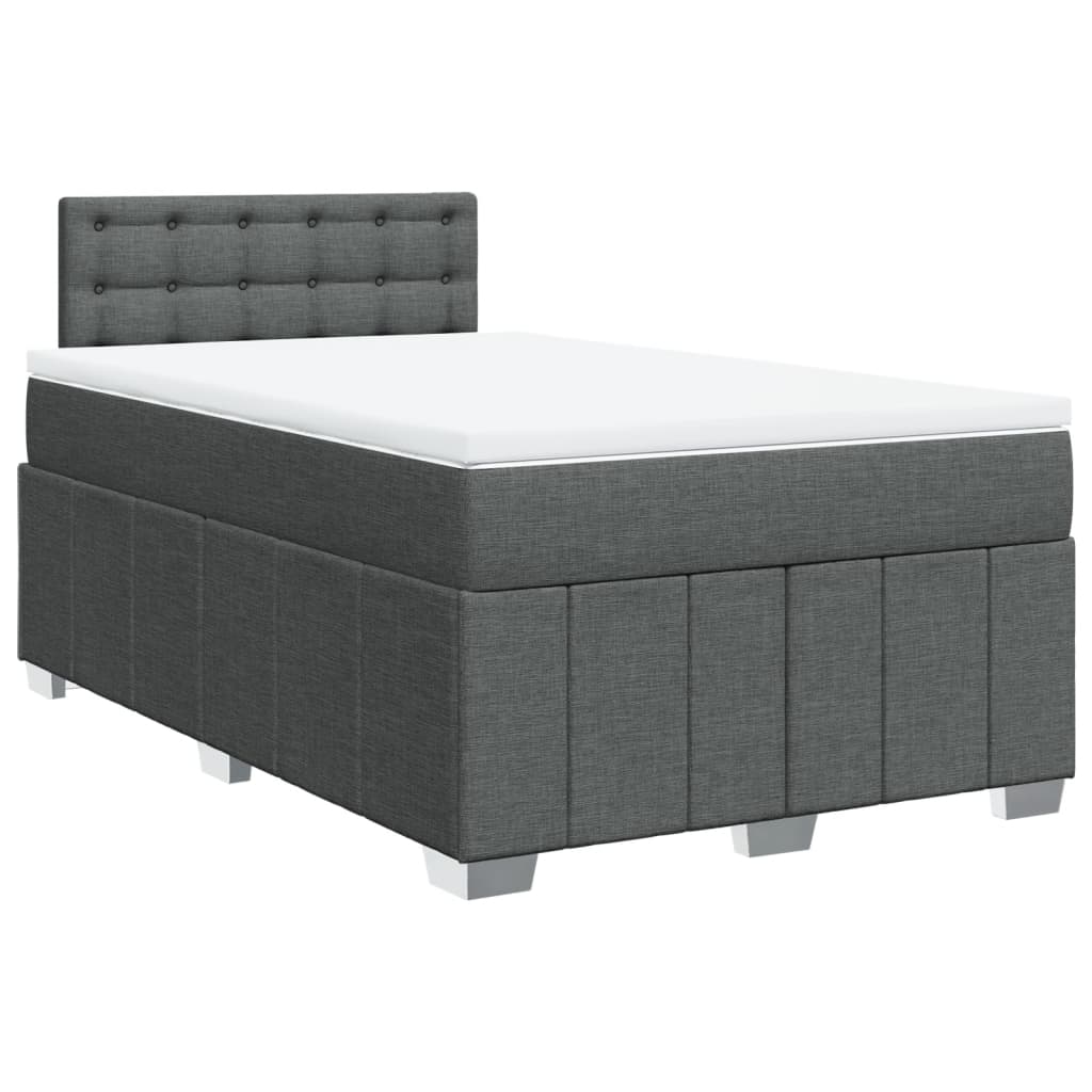 Box spring bed with mattress dark grey 120x190 cm fabric