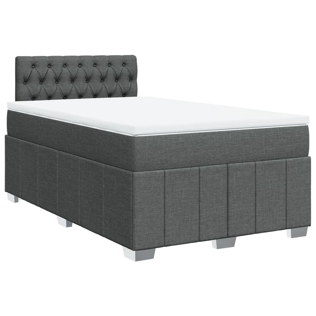 Box spring bed with mattress dark grey 120x200 cm fabric