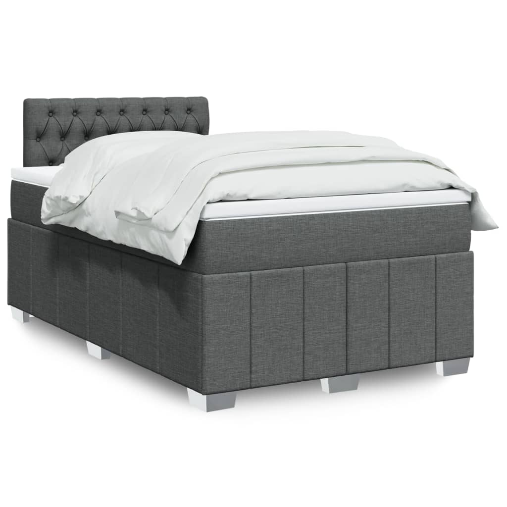 Box spring bed with mattress dark grey 120x200 cm fabric