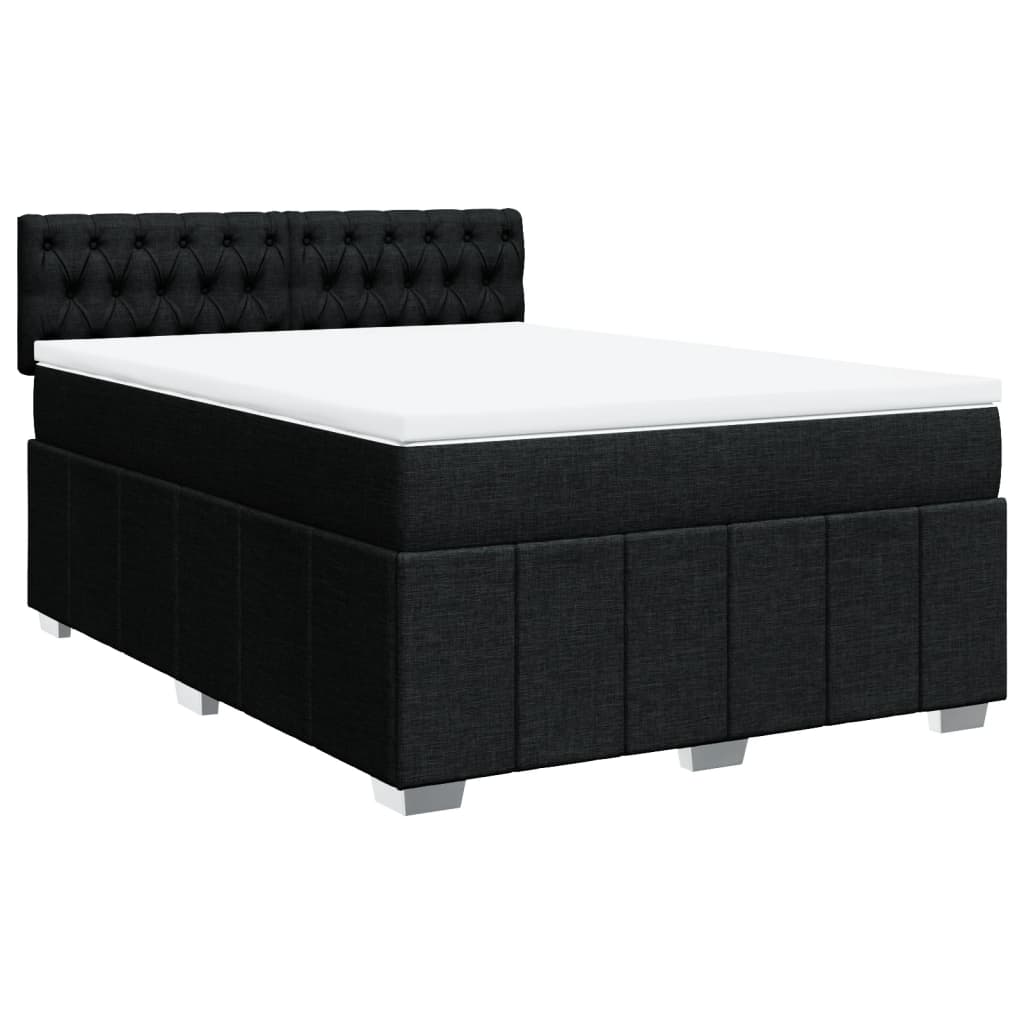Box spring bed with mattress black 160x200 cm fabric