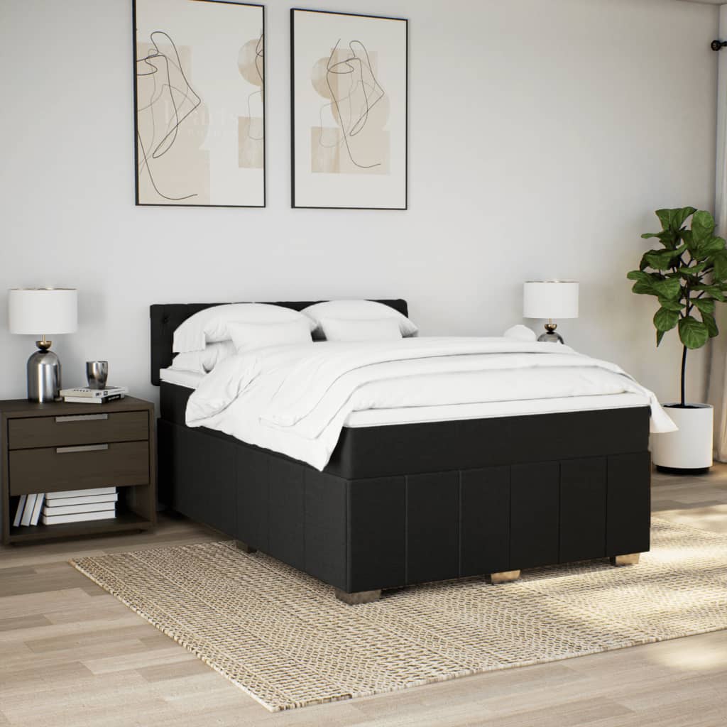Box spring bed with mattress black 160x200 cm fabric