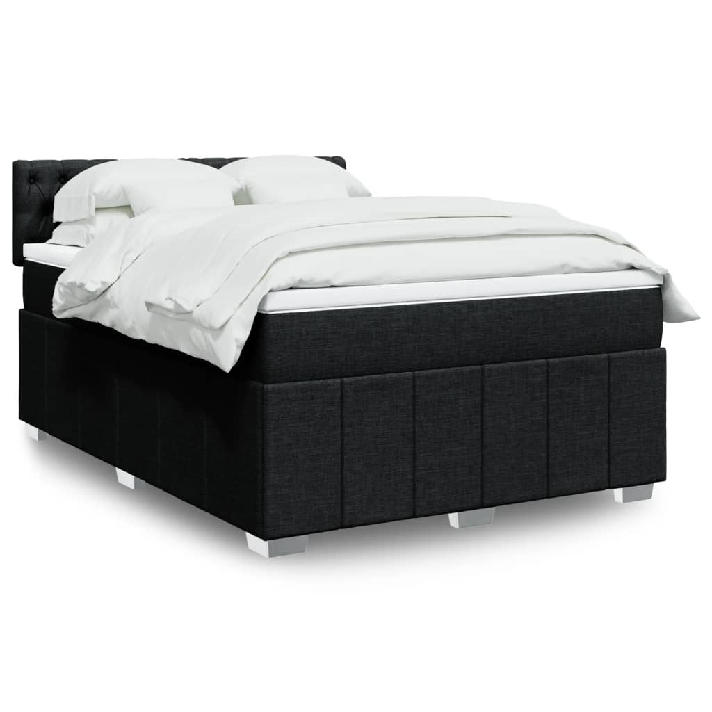 Box spring bed with mattress black 160x200 cm fabric