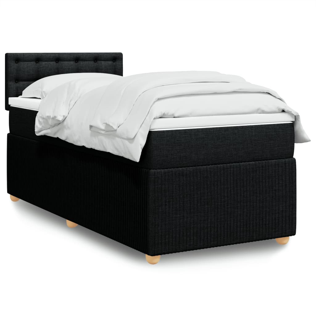 Box spring bed with mattress black 80x200 cm fabric