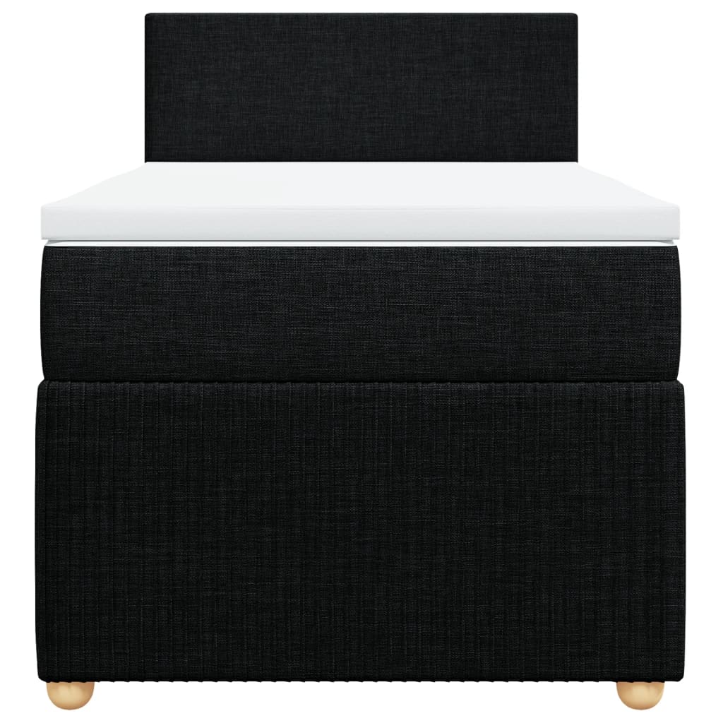 Lit à sommier tapissier avec matelas tissu noir 90x200 cm