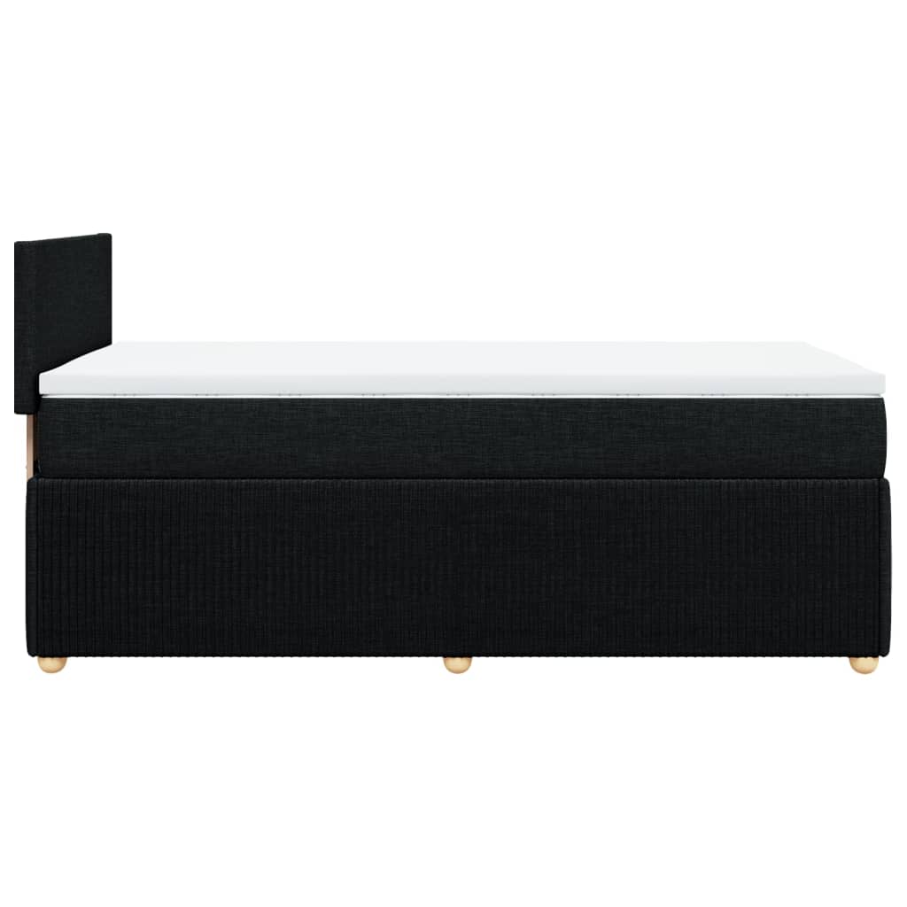 Lit à sommier tapissier avec matelas tissu noir 90x200 cm