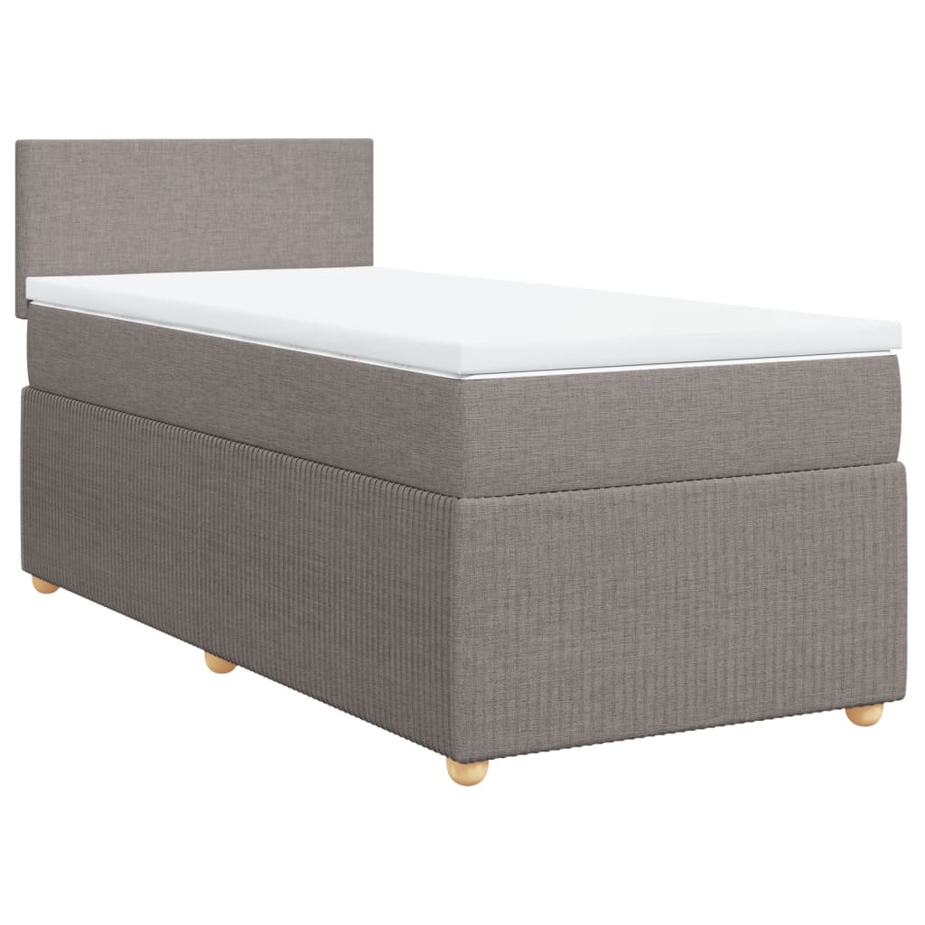 Lit sommier tapissier avec matelas tissu taupe 90x200 cm