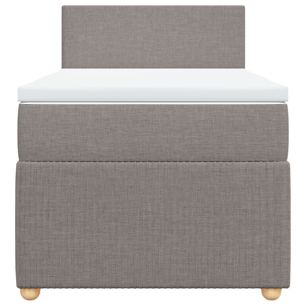 Lit sommier tapissier avec matelas tissu taupe 90x200 cm