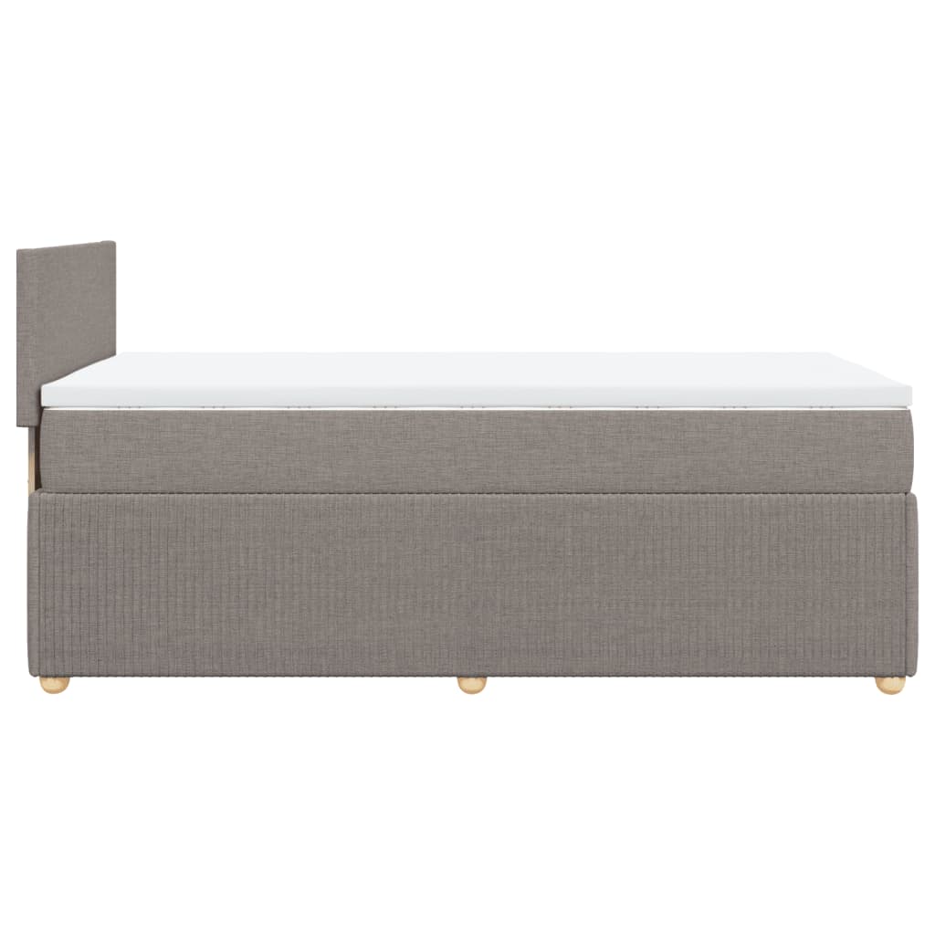 Lit sommier tapissier avec matelas tissu taupe 90x200 cm