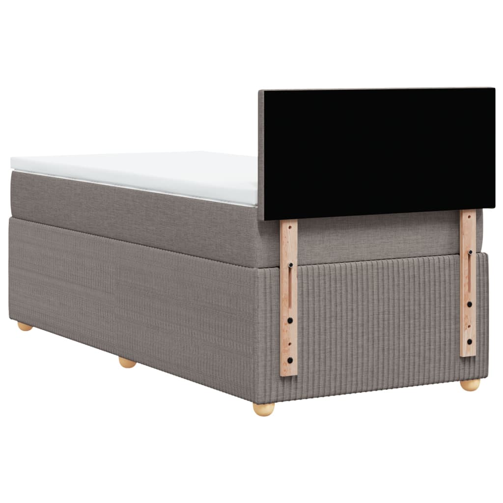 Lit sommier tapissier avec matelas tissu taupe 90x200 cm
