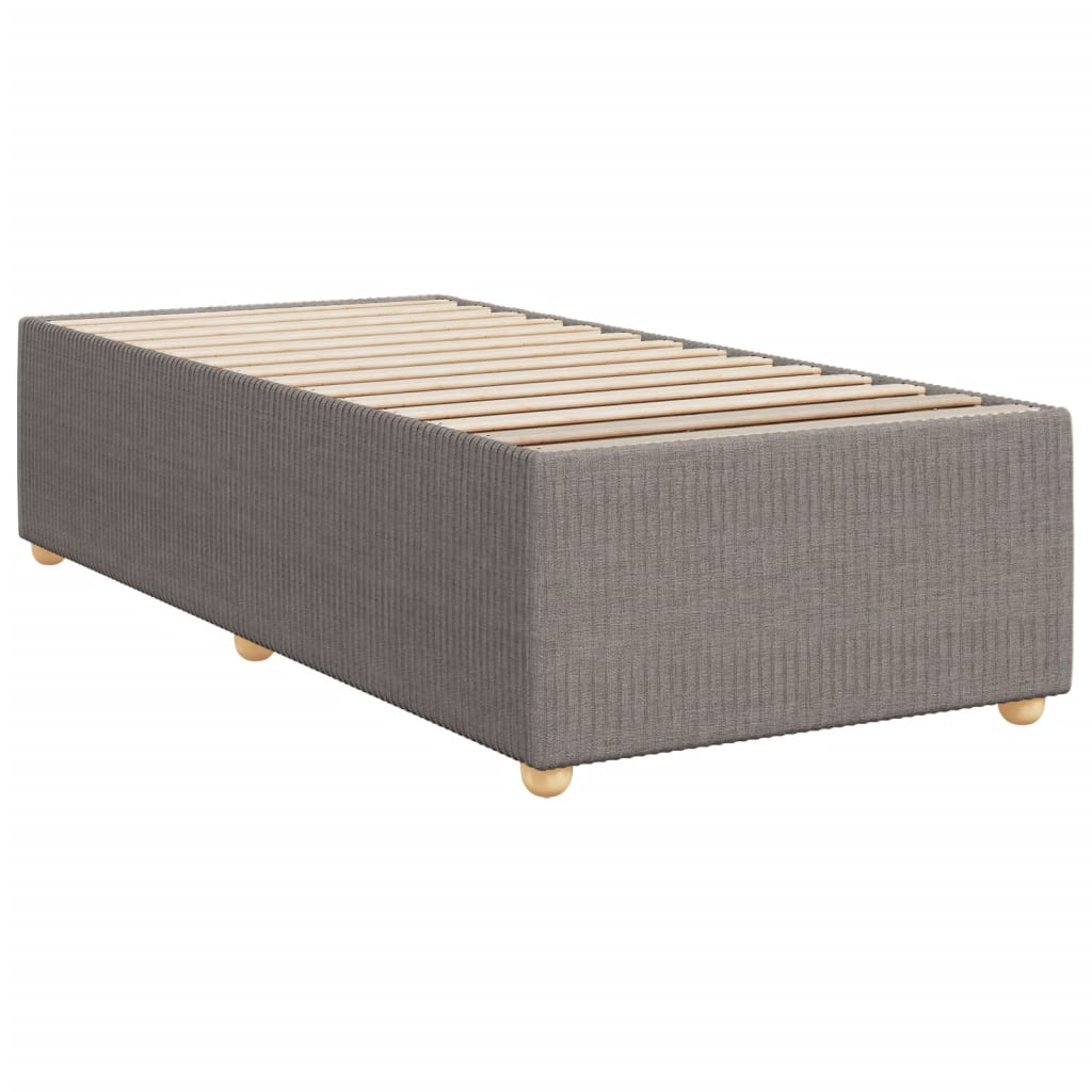 Lit sommier tapissier avec matelas tissu taupe 90x200 cm