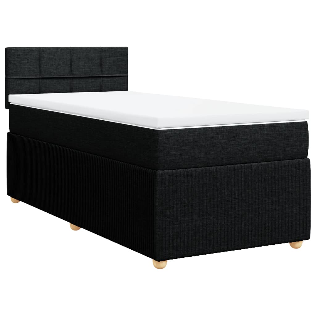 Lit à sommier tapissier avec matelas tissu noir 90x200 cm