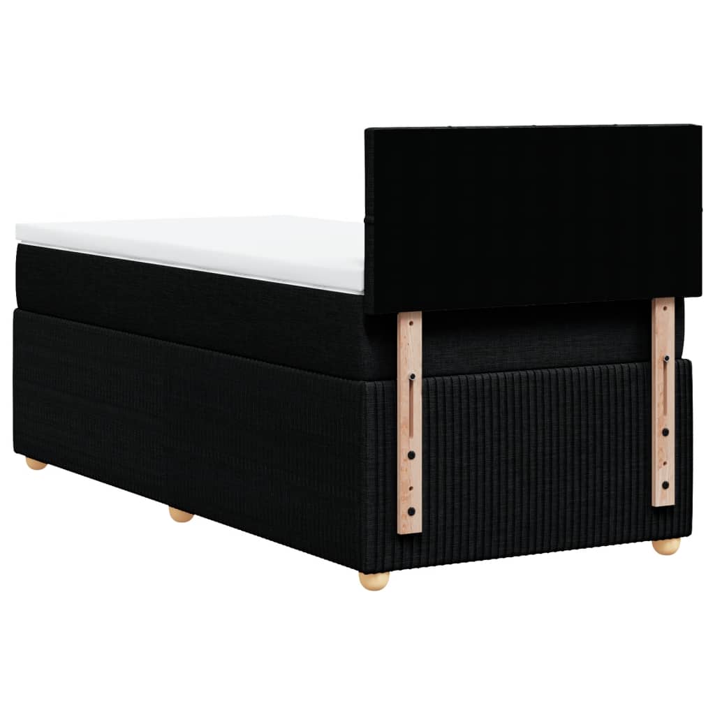 Lit à sommier tapissier avec matelas tissu noir 90x200 cm