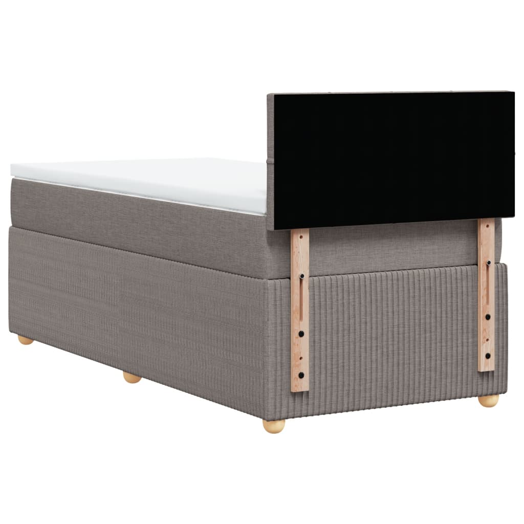 Lit sommier tapissier avec matelas tissu taupe 90x200 cm