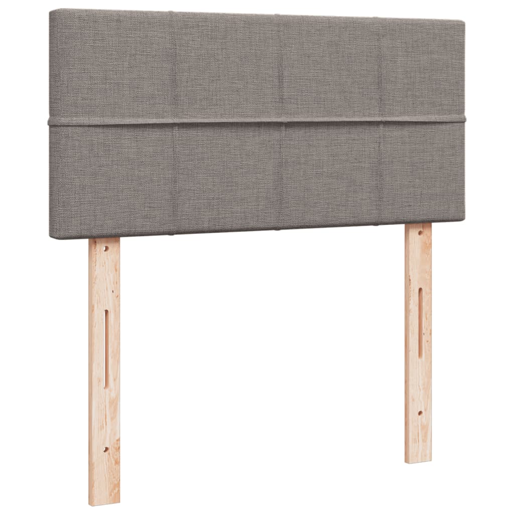 Lit sommier tapissier avec matelas tissu taupe 90x200 cm