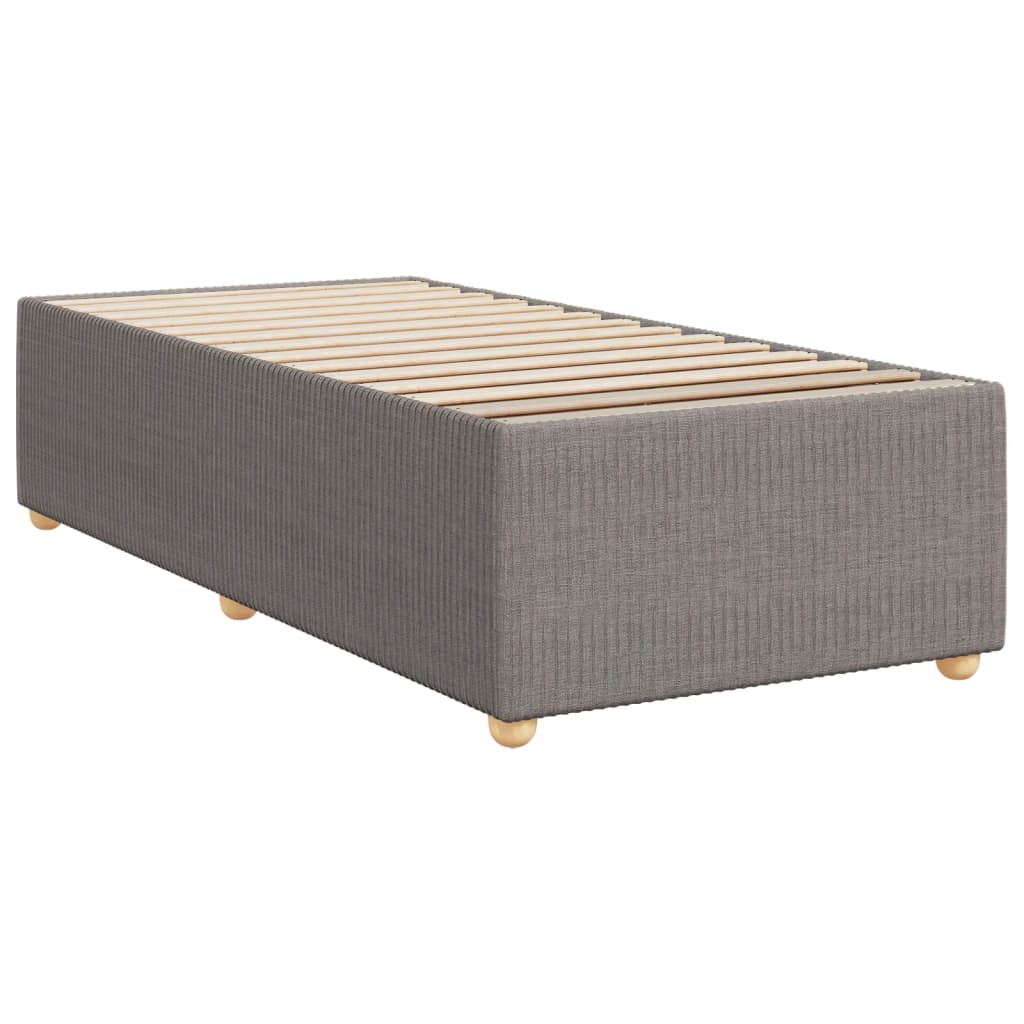 Lit sommier tapissier avec matelas tissu taupe 90x200 cm