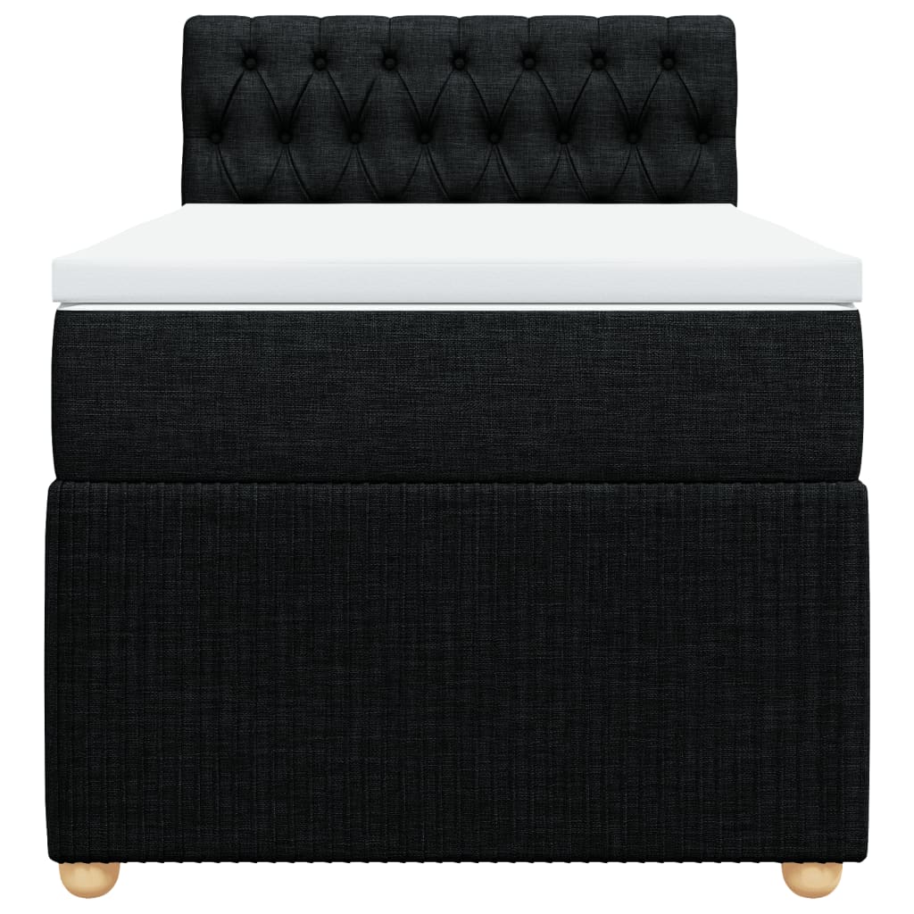 Lit à sommier tapissier avec matelas tissu noir 90x200 cm