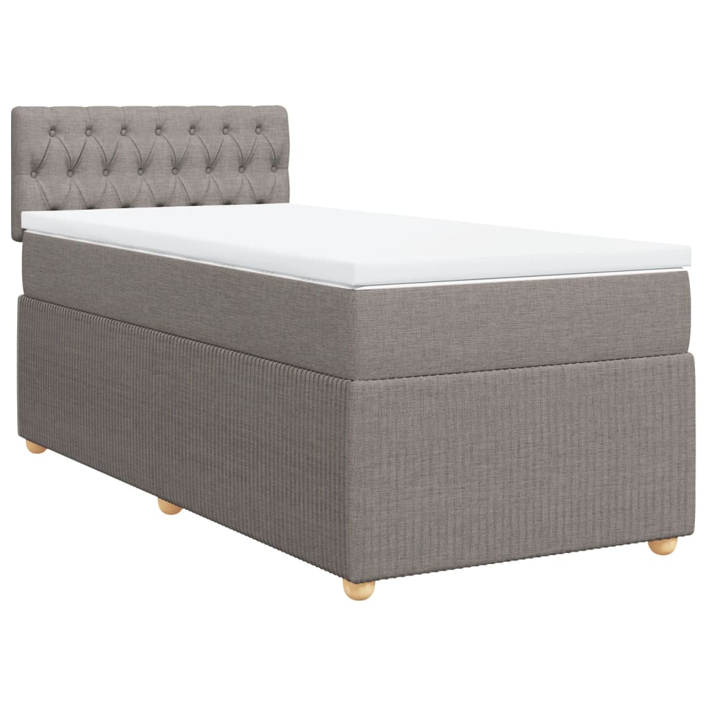 Lit sommier tapissier avec matelas tissu taupe 90x200 cm