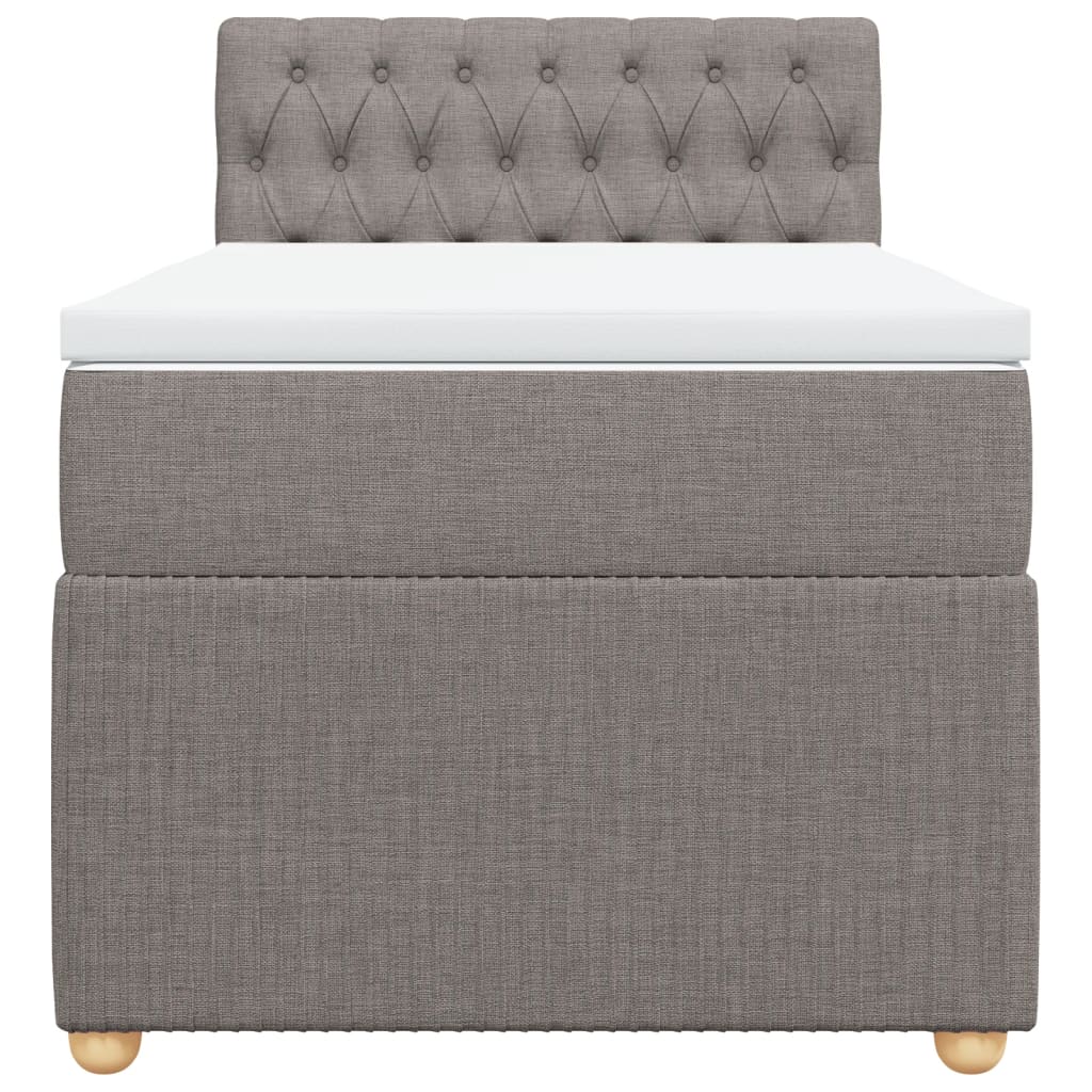 Lit sommier tapissier avec matelas tissu taupe 90x200 cm