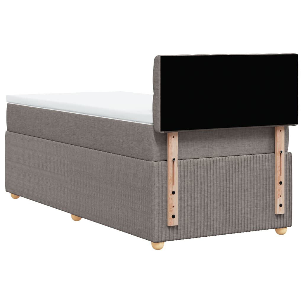 Lit sommier tapissier avec matelas tissu taupe 90x200 cm