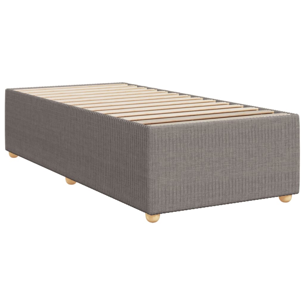 Lit sommier tapissier avec matelas tissu taupe 90x200 cm