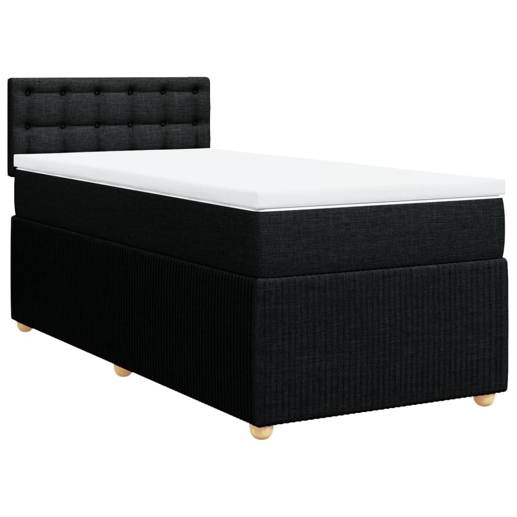 Lit à sommier tapissier avec matelas tissu noir 90x200 cm
